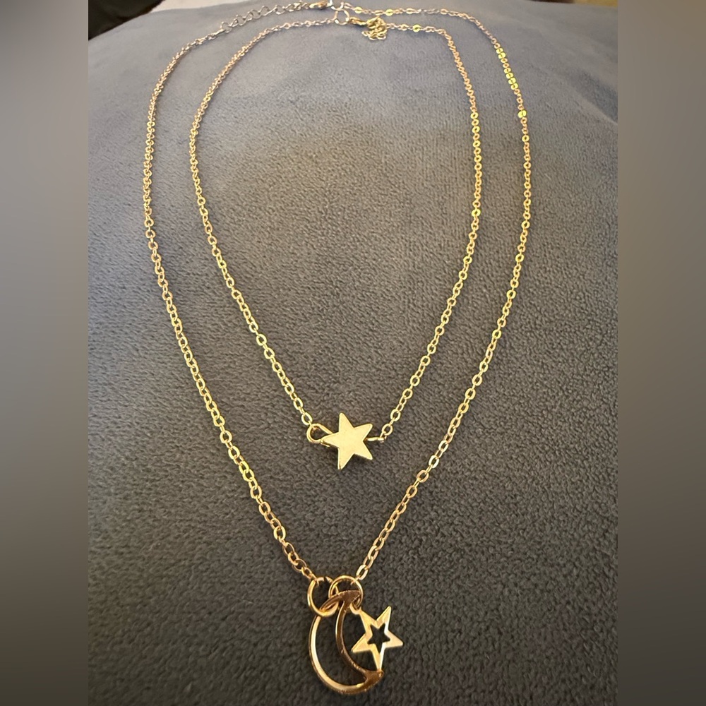 Gold Star & Crescent Layered Necklace - Women Jewelry - Picture 3 of 7